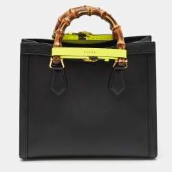 Gucci Black Leather Small Bamboo Diana Tote