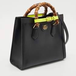 Gucci Black Leather Small Bamboo Diana Tote