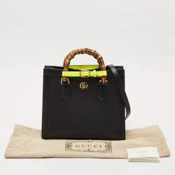 Gucci Black Leather Small Bamboo Diana Tote