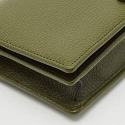 Gucci Olive Green Leather GG Marmont Wallet On Chain