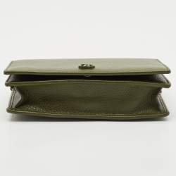 Gucci Olive Green Leather GG Marmont Wallet On Chain