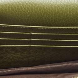 Gucci Olive Green Leather GG Marmont Wallet On Chain
