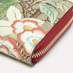Gucci Red/Beige GG Supreme Canvas Tian Zip Around Wallet