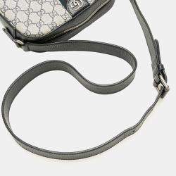Gucci Beige Black Small GG Supreme Textured Dollar Calfskin Web Ophidia Camera Bag