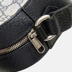 Gucci Beige Black Small GG Supreme Textured Dollar Calfskin Web Ophidia Camera Bag