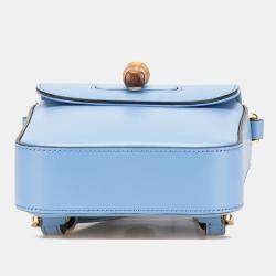 Gucci Blue Mini Calfskin Bamboo Top Handle Bag