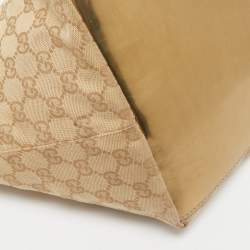 Gucci Beige/Gold GG Canvas and Patent Leather Small Web Tote