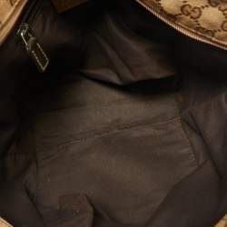Gucci Beige/Gold GG Canvas and Patent Leather Small Web Tote