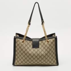 Gucci Beige/Black GG Supreme Canvas Medium Padlock Shoulder Bag
