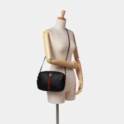 Gucci Black Small Quilted Leather Web Trapuntata Crossbody Bag