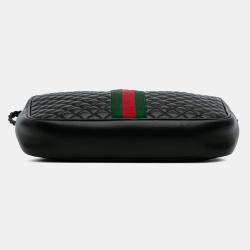 Gucci Black Small Quilted Leather Web Trapuntata Crossbody Bag