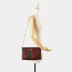 Gucci Burgundy Small Calfskin Ophidia Chain Crossbody Bag