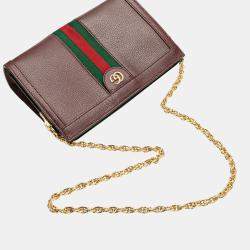 Gucci Burgundy Small Calfskin Ophidia Chain Crossbody Bag