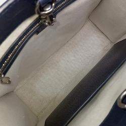 Gucci Beige Navy Blue Leather and PVC Ophidia Tote Bag Medium