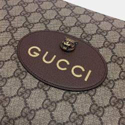 مملوكة مسبقًا Gucci Beige Brown Leather and PVC GG Supreme Clutch