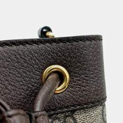 Gucci Brown Canvas and Leather Ophidia Mini Bucket Bag
