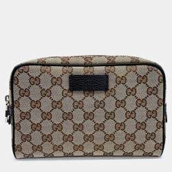 Gucci Beige Brown Fabric Jacquard Hip Sack bag