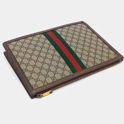 Gucci Beige Canvas Supreme Portfolio Clutch