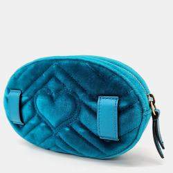 Gucci Blue Velvet GG Marmont Matelasse Belt Bag