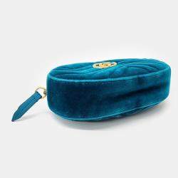Gucci Blue Velvet GG Marmont Matelasse Belt Bag
