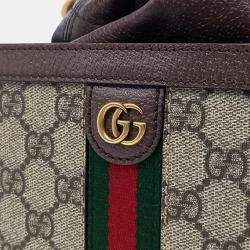 Gucci Beige Brown Coated Canvas and Leather Ophidia GG Bucket Bag