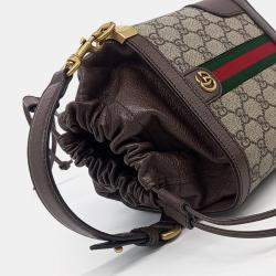 Gucci Beige Brown Coated Canvas and Leather Ophidia GG Bucket Bag