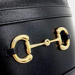 Gucci Black Leather 1955 Horsebit Bucket Bag