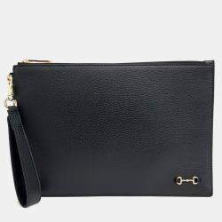 Gucci Black Leather Horsebit Clutch