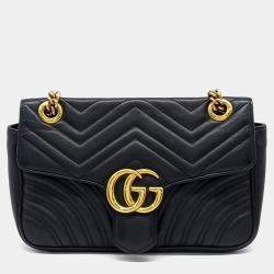 Gucci Black Leather Marmont Matrasse Shoulder Bag