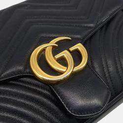 Gucci Black Leather Marmont Matrasse Shoulder Bag