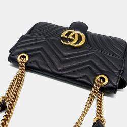 Gucci Black Leather Marmont Matrasse Shoulder Bag