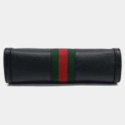 Pre Owned Gucci Black Leather Ophidia GG Shoulder Bag