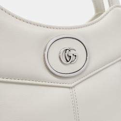 Gucci White Leather Petite GG Small Tote and Shoulder Bag