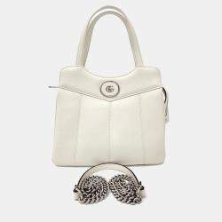 Gucci White Leather Petite GG Small Tote and Shoulder Bag