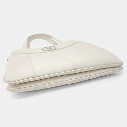 Gucci White Leather Petite GG Small Tote and Shoulder Bag
