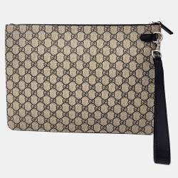 Pre Owned Gucci Beige PVC GG Supreme Clutch Bag