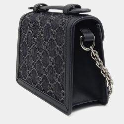 Gucci Black Denim and Leather Ophidia GG Mini Shoulder Bag
