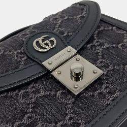 Gucci Black Denim and Leather Ophidia GG Mini Shoulder Bag