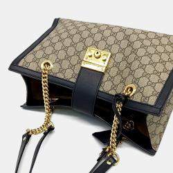 Gucci Beige/Black Canvas and Leather Padlock Shoulder Bag