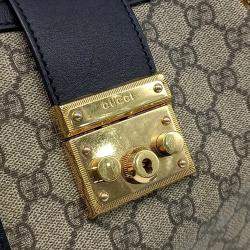 Gucci Beige/Black Canvas and Leather Padlock Shoulder Bag