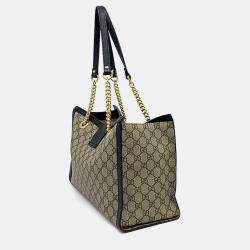 Gucci Beige/Black Canvas and Leather Padlock Shoulder Bag