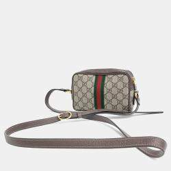 Gucci Beige Canvas Ophidia Supreme Mini Crossbody Bag