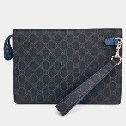 Gucci Grey Canvas GG Detail Clutch