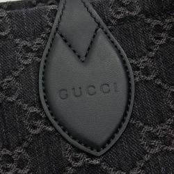 Gucci Black Denim Ophidia GG Large Tote Bag