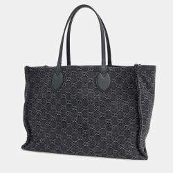 Gucci Black Denim Ophidia GG Large Tote Bag