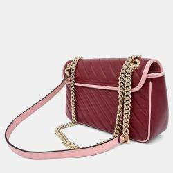 Gucci Pink/Red Matrasse Leather Marmont Shoulder Bag