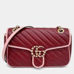 Gucci Pink/Red Matrasse Leather Marmont Shoulder Bag