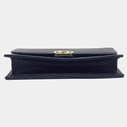 Gucci Black Leather Interlocking Chain Crossbody Bag