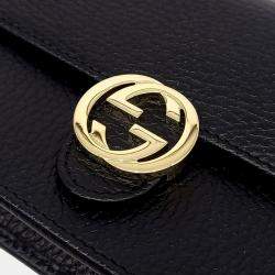 Gucci Black Leather Interlocking Chain Crossbody Bag