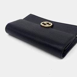 Gucci Black Leather Interlocking Chain Crossbody Bag